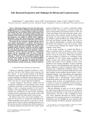 PDF Document Cover - SoK: Research Perspectives and Challenges for Bitcoin and Cryptocurrencies