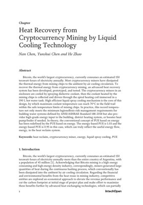 PDF Document Cover - Heat Recovery from Cryptocurrency Mining by Liquid Cooling Technology: Analysis & Insights